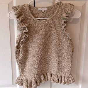 Madewell ruffle, sleeveless sweater – size small